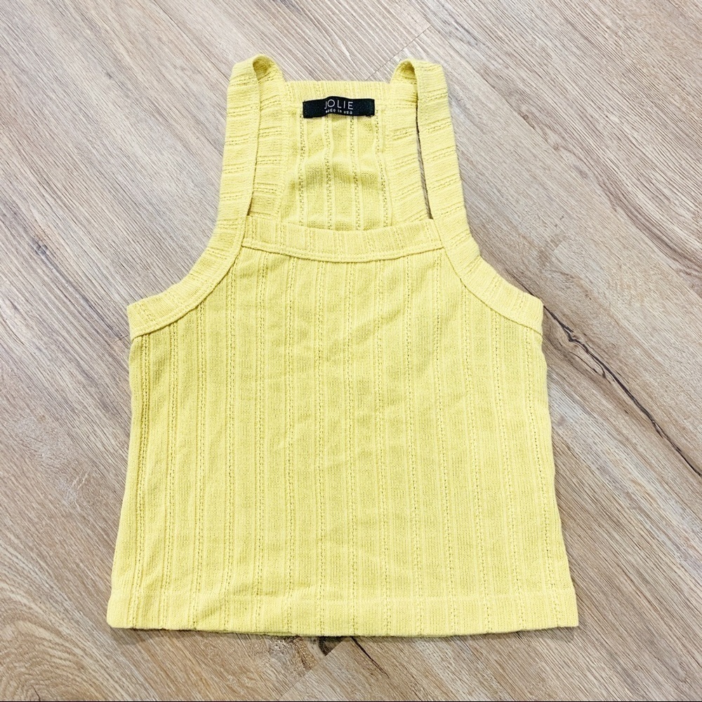 Jolie Yellow Knit Cropped Tank Top